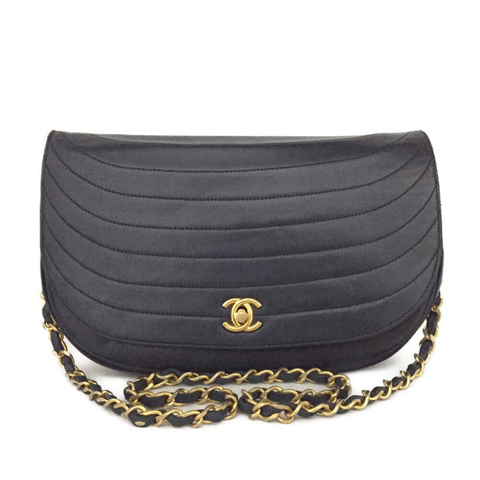 Chanel Navy blue Half Moon CC Logo Lambskin Chain Shoulder Bag